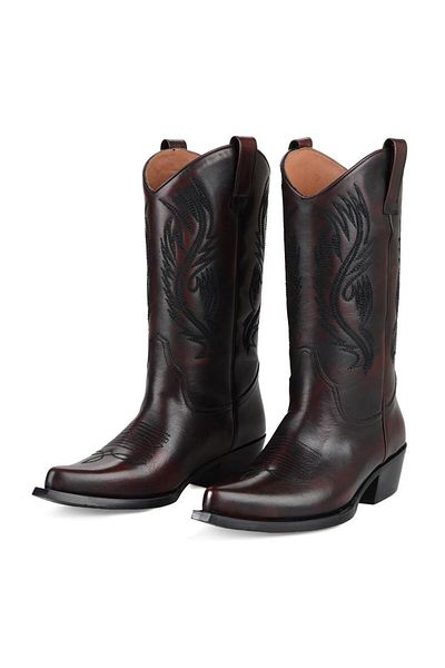 FootCourt Claret Red Women's Cowboy Boots Geneva