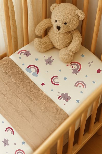 minial Elastic Cotton Bed Sheet Set for Mother's Side Bed (50X90) Pillow Case (35X45)