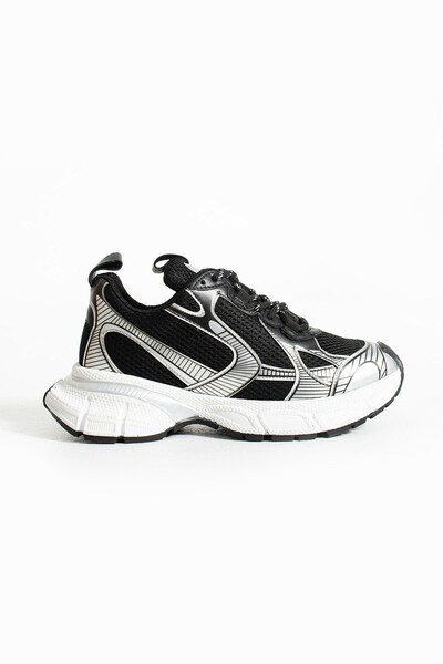 Seniorah Black-White Space Women's Sports Shoes - Skin-Mesh