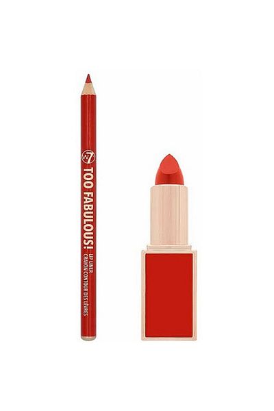 w7 Lipstick and Lip Liner Set, , Too Fabulous Lip Kit, Red
