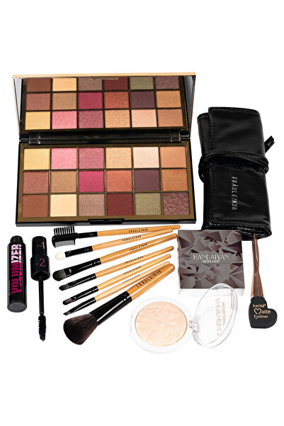 Makeup Set Machiaj : Trusa Fard + Pensule + Tus + Pudra Iluminatore + Rimel