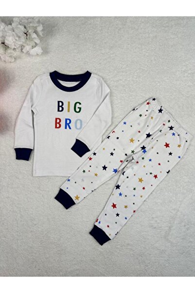 Little Miny Kids ميني كيدز الأصلي. بدلة بيجامة للأولاد باللون الأبيض بنمط نجم...