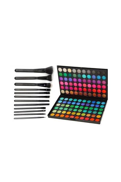 Makeup Promo Package: Professional Makeup Kit 120 Colors + Set of 12 Makeup Brushes + Storage Case
