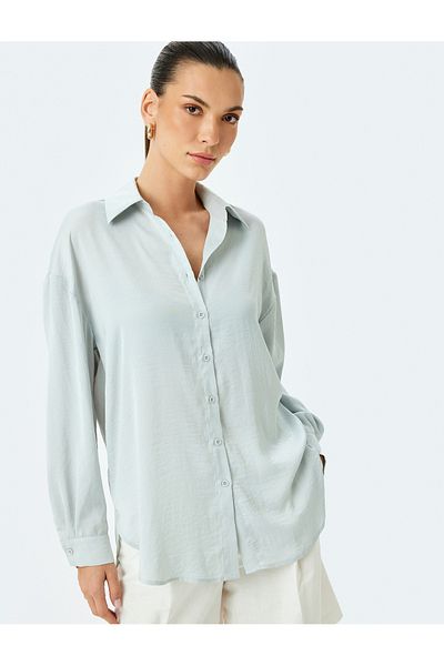 Koton Classic Collar Long Sleeve Oversize Shirt