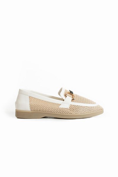 Seniorah Sirena White Straw - Skin Ballerina Women's Shoes