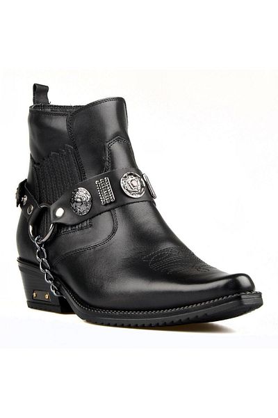 FootCourt Black Men's Western Cowboy Boots with Fur Inside