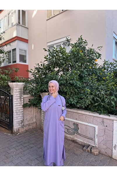 haceryılmaz Lila soft licralı 120 cm doktor hemşire tesettür takım