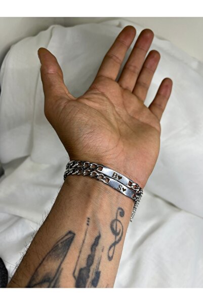 Çelik Baş Harfli Çift Bilekliği - En Güzel Hediye