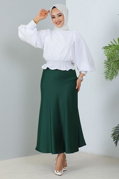 giyze Σατέν Φούστα Emerald Green 4098