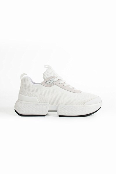 Seniorah White Knitwear Saturn Women's Sports Shoes