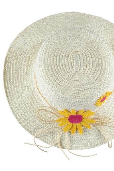 bipamuk Girl's Straw Fedora Beach Hat Floral Summer Hat 5/10 Years