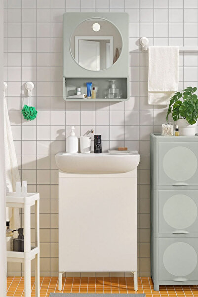 Binbirreyon Aynalı Banyo Duvar Dolabı Raflı 44x59cm Plastik LA008