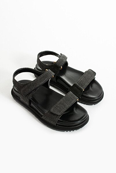 Seniorah Γυναικεία σανδάλια Alves Black Straw