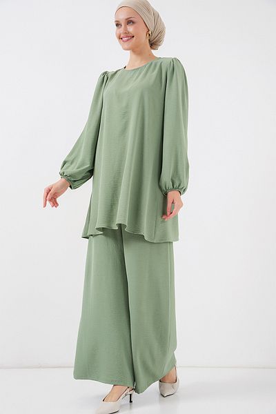 Bigdart Дамски панталон Ayrobin Tunic Bottom Top Set 6712 - Çağla