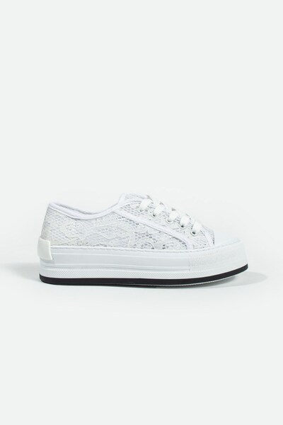 Seniorah Matilda White Lace Women's Sneakers