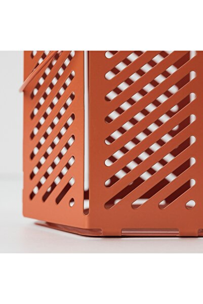 IKEA VÅRSYREN Lantern for tealight, brown-orange, 12 cm