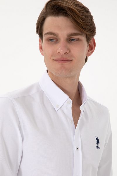 U.S. Polo Assn. Ανδρικό λευκό μακρυμάνικο πουκάμισο Basic 50297997-VR013