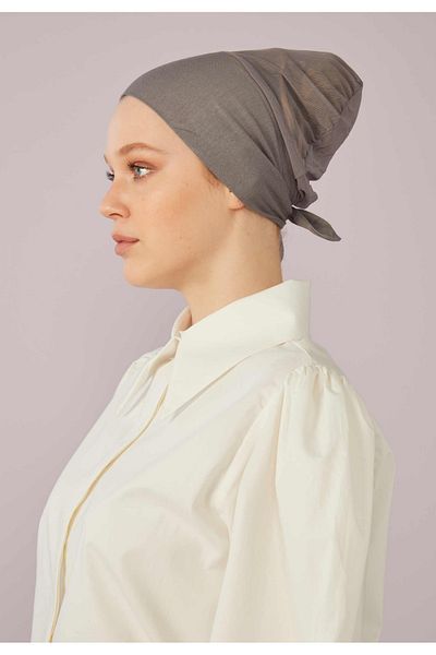 Fresh Dark Gray Plain Bonnet - with Mesh and Without Strap