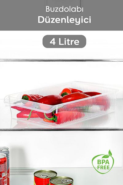 Meleni Home 1 Piece In-Cabinet Refrigerator Organizer - Refrigerator Organizer Basket Fruit Vegetable Storage Container 4 Liters