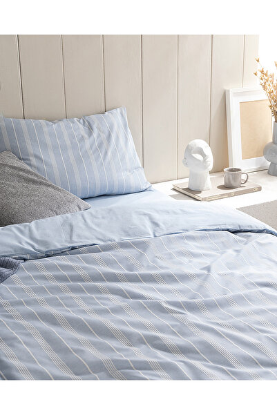 Madame Coco Amelia Tek Kişilik Pamuklu Armürlü Nevresim Takımı - Mavi