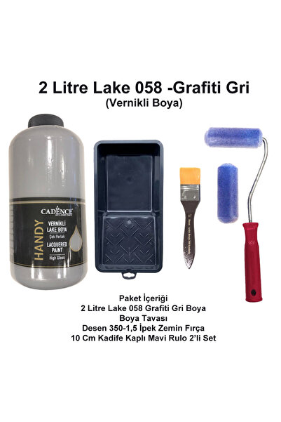 Cadence Boya 2 LİTRE HANDY LAKE 058-GRAFİTİ GRİ(KENDİNDEN VERNİKLİ)KADİFE KAP...