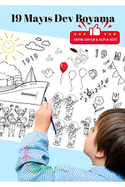 sandal hediyelik 19 Mayıs - Dev Boyama Kağıdı - Boyama Rulosu - Büyük Boy 2,1...