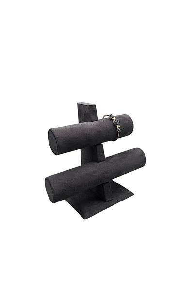 MeGass Dekor Domestic Production Geranium Fabric Smoked Color Double Watch - Bracelet Display Stand