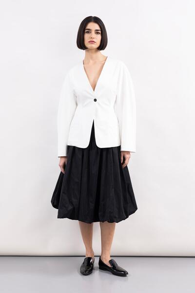 MİİN SİYAH TAFTA MİDİ BOY BALON ETEK