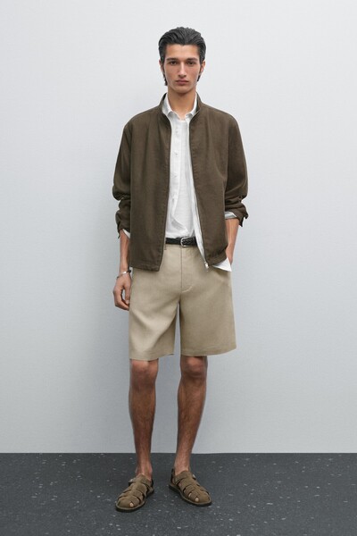 Massimo Dutti Yarı jogger keten bermuda şort