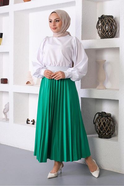 giyze Ελαστική φούστα με πλισέ Hijab Emerald 4538