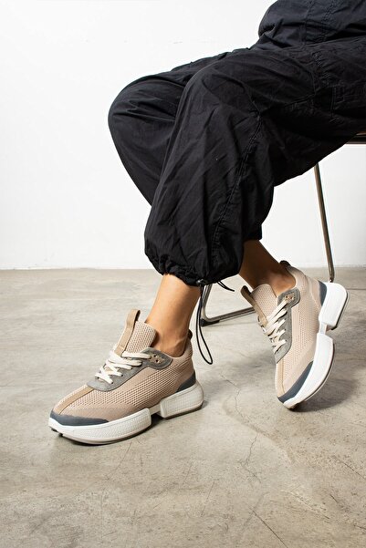 Seniorah Γυναικεία αθλητικά παπούτσια μπεζ Saturn Knitwear