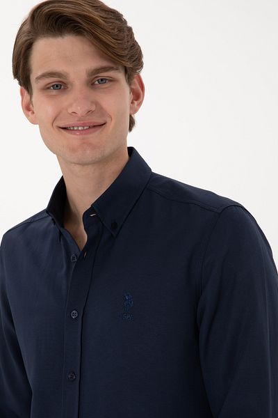 U.S. Polo Assn. Мъжка тъмносиня риза с дълъг ръкав, базова, 50298009-VR033