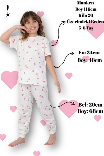 Beniizle Set de pijamale cu mânecă scurtă pentru fete cu model