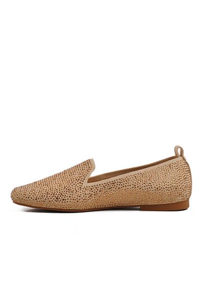 AYAKMOD Beige Light Stone Embroidered Women's Ballerinas 277146   Z