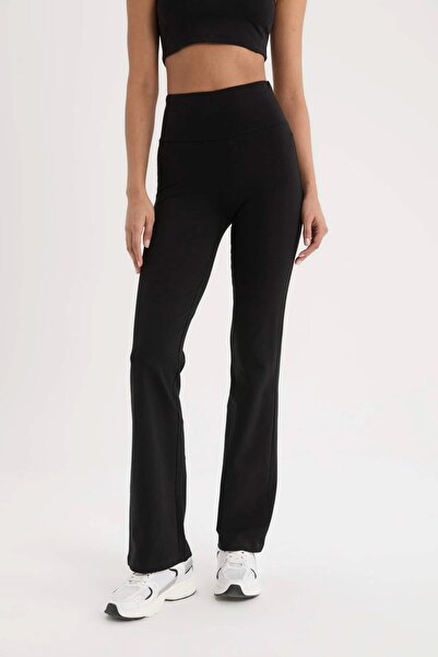 DeFacto C5275 Siyah DeFactoFit Flare Fit Beli Saran İspanyol Paça Standart Boy Sporcu Eşofman Altı