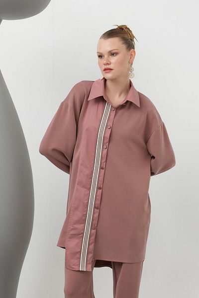Puane 14297 Women's Garnished Stripe Detailed Modal Suit