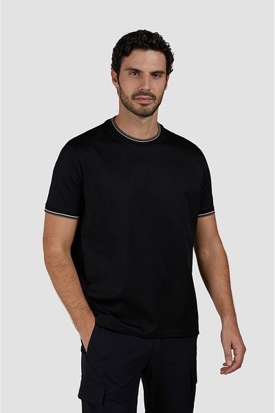 PAUL&SHARK Men's Regular Fit Black T-Shirt 100% Cotton Round Neck Short Sleeves