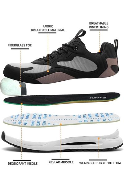 SLIMTA Safety Shoes for Men Women Steel Toe Boots Non-Slip Lightweight Breathable Sneakers