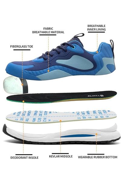 SLIMTA Safety Shoes for Men Women Steel Toe Boots Non-Slip Lightweight Breathable Sneakers