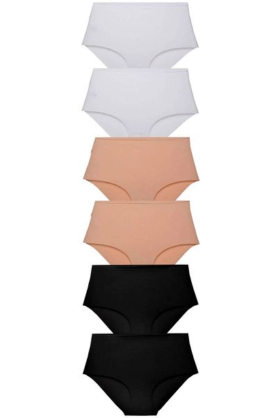 Berrak Women's White Ribbed Bikini Panties 2064 Pack of 6