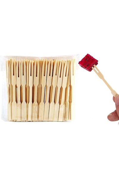 COOYA 250 Pcs Wooden Food Forks, Disposable Dessert Wooden Food Forks, Fruit Forks