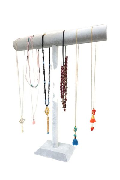 Aydın Decor Local Long Suede Gray Rosary - Necklace Display Stand (AYDINDECOR)