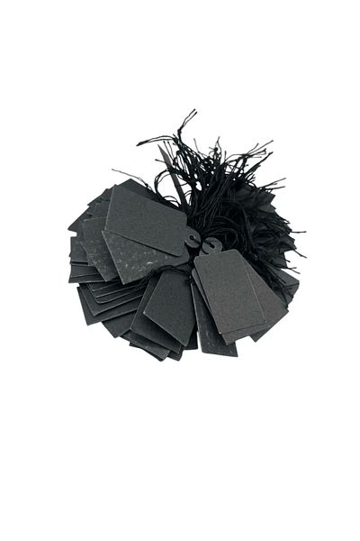 MeGass Dekor Domestic Production Large Size Black Color 3/2cm 80 Pieces Cardboard String Price Tag