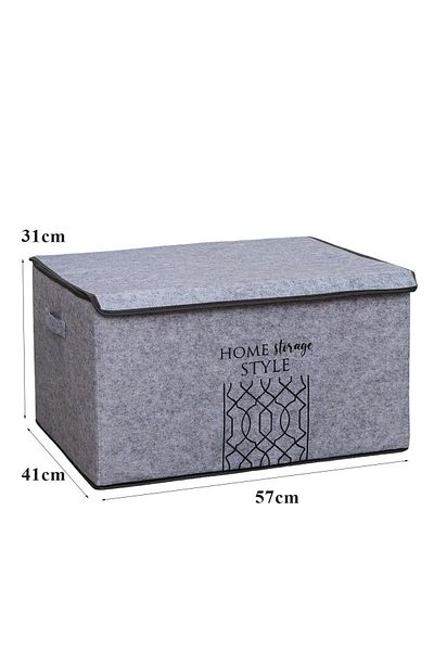 EVLE Γκρι κουτί 50x40x19 cm με καπάκι, γκρι, κουτί με κενό υποπόδιο πολλαπλών χρήσεων