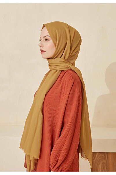 Fresh İnce Pamuk Vual Şal Hardal