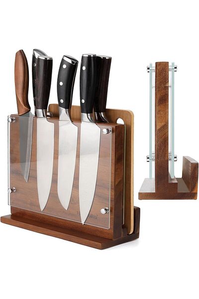 COOYA Magnetic Knife Block, Double Side Knife Holder Rack, Strong Enhanced Multifunctional Storage