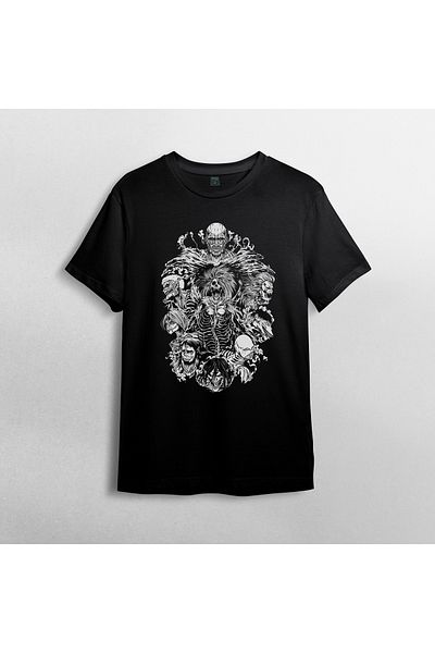 Pixxa 100% μπλουζάκι με μπλουζάκι με μπλουζάκι - Crew Neck - Attack On Titan Thematics