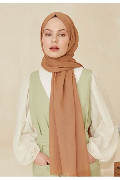 Fresh Thin Cotton Voile Shawl Hazelnut