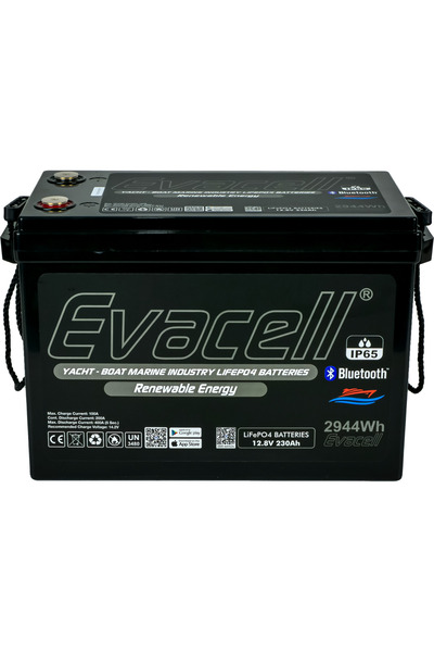 Evacell 12.8v (12VOLT) 230ah Amper Lifepo4 Lityum Demir Fosfat Akü Bluetooth ...