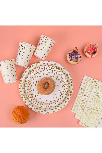 COOYA Disposable Dinnerware Set, Serves 25 with Tablecloth, for Baby Shower, Wedding, Party